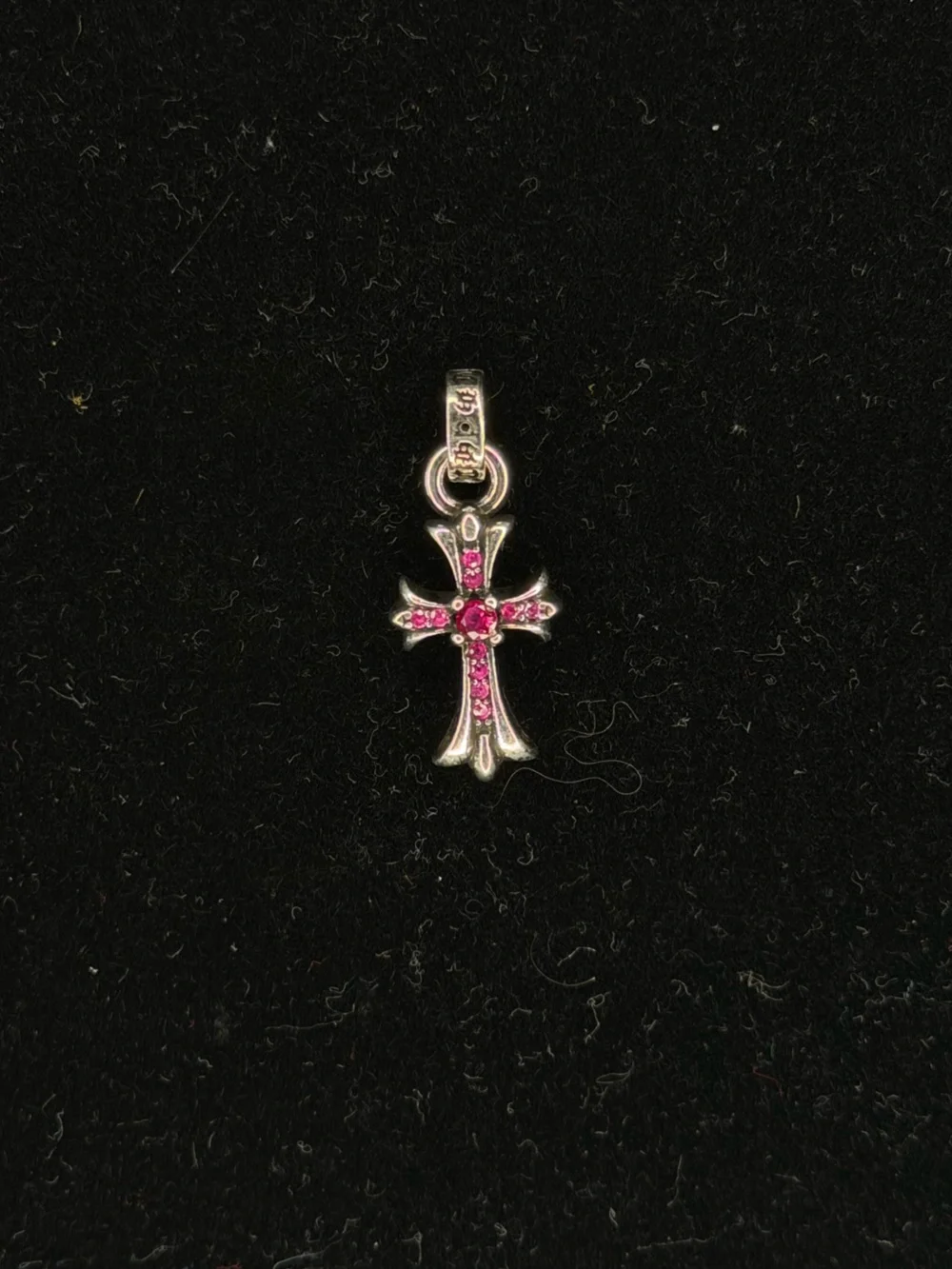 Chrome Hearts Classic Baby Fat Floral Cross Pink Diamond Studded Unisex Pendant